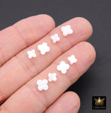 Mother of Pearl Clover 6 mm Beads, 5 Pc Shell Small Dainty Quatrefoil Beads #906, Side to Side Holes, 8 mm Beads