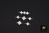 14 K Gold Filled Clover Connector, Wire Wrapped Mother of Pearl Quatrefoil # 3902, Beaded Clover Links
