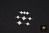 14 K Gold Filled Clover Connector, Wire Wrapped Mother of Pearl Quatrefoil # 3902, Beaded Clover Links