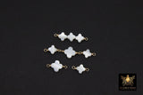 14 K Gold Filled Clover Connector, Wire Wrapped Mother of Pearl Quatrefoil #3902, Beaded Clover Links