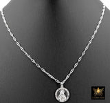 925 Sterling Silver Sacred Heart Chain Bar Necklace, 14 K Gold Filled Jesus Choker, Religious Nugget Mariner Necklace