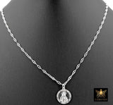 925 Sterling Silver Sacred Heart Chain Bar Necklace, 14 K Gold Filled Jesus Choker, Religious Nugget Mariner Necklace