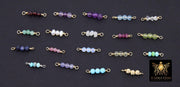 14 K Gold Wire Wrapped 3 Beads Connectors, Birthstone Beaded Gemstone Faceted Links # 3598, Permanent Jewelry