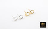 14 K Gold Hoop Stud Round Earrings, 7 mm 925 Sterling Silver High Quality Donut Ring Stud Post Findings # 2611, Closed Loop Minimalist Ring