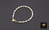 14 K Gold Filled Beaded Pearl Bracelet, Women's Natural Freshwater Pearls Beaded Bracelet, 4 mm Stacking Bracelet
