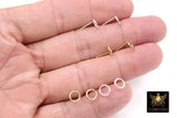 14 K Gold Hoop Stud Round Earrings, 10 mm 925 Sterling Silver High Quality Donut Ring Stud Post Findings, Add a Charm