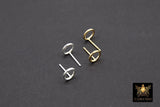 14 K Gold Hoop Stud Round Earrings, 7 mm 925 Sterling Silver High Quality Donut Ring Stud Post Findings # 2611, Closed Loop Minimalist Ring