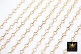 14 K Gold Filled Clover Chain, 4.5 mm Quatrefoil 925 Sterling Silver Links CH# 768, Unfinished Dainty Chain CH# 841