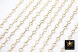 14 K Gold Filled Clover Chain, 4.5 mm Quatrefoil 925 Sterling Silver Links CH# 768, Unfinished Dainty Chain CH# 841