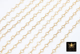 14 K Gold Filled Clover Chain, 4.5 mm Quatrefoil 925 Sterling Silver Links CH# 768, Unfinished Dainty Chain CH# 841