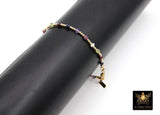 14 K Gold Filled Beaded Gemstone Bracelet, Women's Multi Color Semin Precious Beaded Bracelet, 3 mm Stacking Bracelet