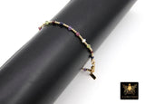 14 K Gold Filled Beaded Gemstone Bracelet, Women's Multi Color Semin Precious Beaded Bracelet, 3 mm Stacking Bracelet