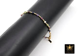 14 K Gold Filled Beaded Gemstone Bracelet, Women's Multi Color Semin Precious Beaded Bracelet, 3 mm Stacking Bracelet