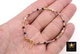14 K Gold Filled Beaded Gemstone Bracelet, Women&#39;s Multi Color Semin Precious Beaded Bracelet, 3 mm Stacking Bracelet, Hand Made With Lobster Clasp