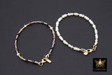14 K Gold Filled Beaded Gemstone Bracelet, Women's Multi Color Semin Precious Beaded Bracelet, 3 mm Stacking Bracelet