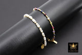 14 K Gold Filled Beaded Gemstone Bracelet, Women's Multi Color Semin Precious Beaded Bracelet, 3 mm Stacking Bracelet