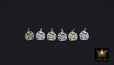 14 K Gold Filled Camellia Charms, 925 Sterling Silver Rose Flower Charms # 927, 8 mm Gold Love Devotion Floral Charms