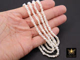 Genuine White Pearl Rondelle Bead Strands, 4 mm 5 mm White Baroque Pearl Beads, Freshwater Pearl, 14 Inch Button Flat Bead Strand