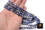 DZI Tibetan Bead Strand, Blue and White Smooth Round Beads, 8 mm Beads
