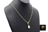 14K Gold Filled Baroque Pearl Paperclip Chain Necklace