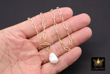 14 K Gold Filled Large Pearl Necklace, Genuine 14 K Gold Filled Paperclip Chain Necklace, Baroque Pearls Paperclip Oval Chain