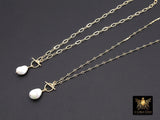 14K Gold Filled Baroque Pearl Necklace: Dapped Bar Chain