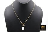 14K Gold Filled Baroque Pearl Necklace: Dapped Bar Chain