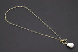 14 K Gold Filled Large Pearl Necklace, Genuine 14 K Gold Filled Dap Bar Chain Necklace, Baroque Pearls Bar Chain