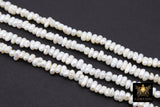 Genuine White Pearl Rondelle Bead Strands, 4 x 2.5 mm White Freshwater Pearl Beads BS #245, 5 mm Freshwater Pearl