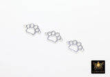 14 K Gold Filled Tiger Paw Connector, 6 mm Paw Shaped 925 Sterling Silver Animal Charm #3204, Permanent Jewelry Dog Paw Links