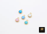 14 K Gold Filled Opal Solitaire Charms, Top Quality CZ 4 mm White Bezel Dangle # 3605, Permanent Jewelry