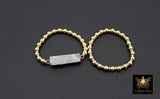 White Druzy Bar Beaded Bracelet, Rectangle Druzy Gold Stretchy Bracelet #795, 6 mm Round Beaded Rondelle Heishi Bracelet, Mom Beaded Bangles