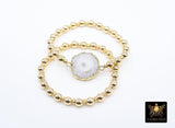 White Druzy Solar Quartz Beaded Bracelet, Round Druzy Stretchy Bracelet #795, 6 mm Round Beaded Rondelle Heishi Bracelet, Gifts For Her
