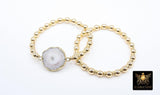 White Druzy Solar Quartz Beaded Bracelet, Round Druzy Stretchy Bracelet #795, 6 mm Round Beaded Rondelle Heishi Bracelet