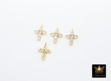 Gold CZ Cross Charms, Cubic Zirconia Cross Charms With Perpendicular Loops #2649, Lariat Cross Charms