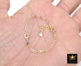 14 K Gold Filled Paperclip Initial CZ Chain Bracelet, Birthstone Charm Bracelet, Adjustable