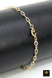 14 K Gold Filled Initial Bracelet, CZ Birthstone Charm Bracelet, Adjustable
