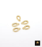 Gold Oval Push Clasp, 10 mm Gold Over 925 Sterling Silver Silver Spring Oval Shaped # 3617, 2 Styles Clip Connector