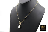 14K Gold Filled Baroque Pearl Necklace: Dapped Bar Chain