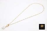 14K Gold Filled Baroque Pearl Necklace: Dapped Bar Chain