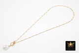 14 K Gold Filled Large Pearl Necklace, Genuine 14 K Gold Filled Dap Bar Chain Necklace, Baroque Pearls Bar Chain