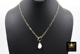 14K Gold Filled Baroque Pearl Paperclip Chain Necklace