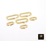 Gold Lobster Clasps, 13 mm Small Oval Long Clasp # 3615, Large Gold Over 925 Sterling Silver 22 mm Clips