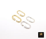 Gold or Silver Carabiner, 14 mm Small Gold Over 925 Sterling Silver Oval Long Clasps #3610, 16 mm Gold or Silver Screw Clasps