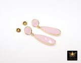Rose Quartz Stud Earrings, Pink Gold Over 925 Silver Teardrop Gemstone, Dangle Earring Jewelry