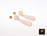 Rose Quartz Stud Earrings, Pink Gold Over 925 Silver Teardrop Gemstone, Dangle Earring Jewelry