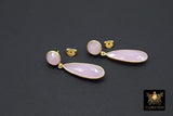 Rose Quartz Stud Earrings, Pink Gold Over 925 Silver Teardrop Gemstone, Dangle Earring Jewelry