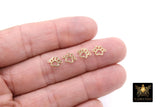 14 K Gold Filled Tiger Paw Connector, Tiny 6 mm Paw Shaped 925 Sterling Silver Animal Print Charm, Permanent Jewelry Small Dog Paw Links, 6.5 x 9 mm