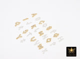 14 K Gold Filled CZ Letter Connectors, 7 mm 925 Sterling Silver Initial Links #3375, Letters