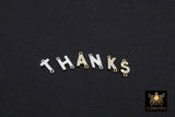 14 K Gold Filled CZ Letter Connectors, 7 mm 925 Sterling Silver Initial Links #3375, Letters